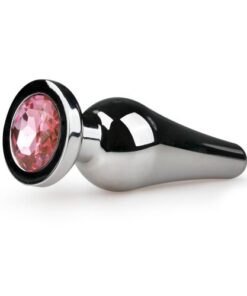 Afbeelding van Zilverkleurige metalen buttplug met roze diamant - ToyToyToys.nl