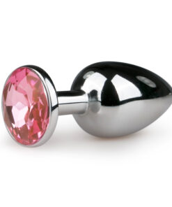 Afbeelding van Metalen buttplug met roze steen - zilverkleurig - ToyToyToys.nl