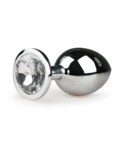 Afbeelding van Metalen buttplug met transparante diamant - zilverkleurig - ToyToyToys.nl