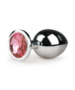 Afbeelding van Metalen buttplug met roze kristal - zilverkleurig - ToyToyToys.nl