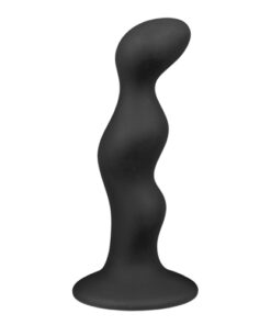 Afbeelding van Geribbelde zwarte siliconen dildo - ToyToyToys.nl